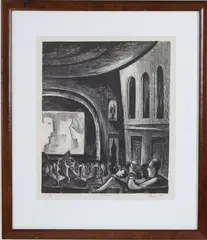 At the Movies by Leon Bibel, Lithograph, sold Jun 2026