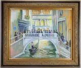 Bridge to San Marcos Square, Venice Italy by Christopher G. Willett, Oil on board, sold Jun 2026