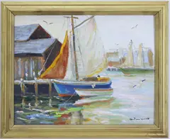 Return to Port, Gloucester Mass by Christopher G. Willett, Oil on board, sold Jun 2026