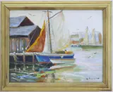 Return to Port, Gloucester Mass by Christopher G. Willett, Oil on board, sold Jun 2026
