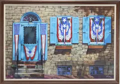 Patriotic Display (The Francis Erwin House, 1806, 127 Ct. Str., Newtown, PA) by R. John Foster, Oil on canvas, sold Jun 2026