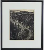 Pippins Coming Down by E. Hubert Deines, Woodblock print, sold Jun 2026