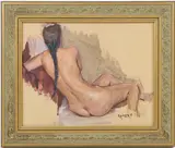Reclining Nude by Robert Beck, Oil on board, sold Jun 2026