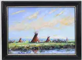 Sioux Camp Sweat Lodge by Christopher G. Willett, Oil on board "Sioux Camp Sweat Lodge", sold Jun 2026
