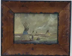 Black Kettles Camp by Christopher G. Willett, Oil on board, sold Jun 2026