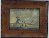 Black Kettles Camp by Christopher G. Willett, Oil on board, sold Jun 2026