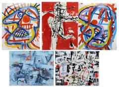Indigenous Peoples Cave Art on Paper by Louis Tavelli, Oil on paper and mixed media/collage, sold Jun 2026
