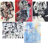 Indigenous Peoples Cave Art on Paper by Louis Tavelli, Oil on paper and mixed media/collage, sold Jun 2026