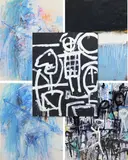 Indigenous Peoples Cave Art on Paper by Louis Tavelli, Oil on paper and mixed media/collage, sold Jun 2026