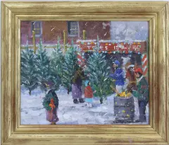 Trees for Sale- Xmas- Coopersburg, Pennsylvania by Christopher G. Willett, Oil on board, sold Jun 2026