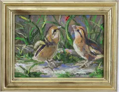 Two Chicks and a Lady Bug, Bucks County by Christopher G. Willett, Oil on board, sold Jun 2026