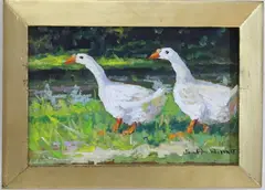 The Geese by Christopher G. Willett, Oil on board, sold Jun 2026