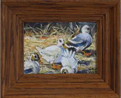 Barnyard Ducks by Christopher G. Willett, Oil on board, sold Jun 2026