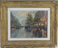 Paris Evening by Pierre Deschamps, Oil on board, sold Jun 2026