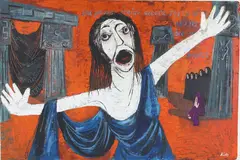 Greek Tragedy by Wolfgang Roth, Oil on board, sold Jun 2026