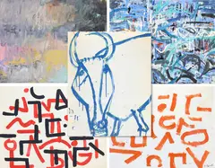 Abstract Landscape by Louis Tavelli, Oil on paper and mixed media/collage, sold Jul 2026