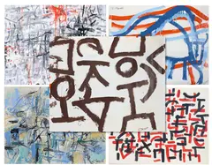 Abstract Landscape by Louis Tavelli, Oil on paper and mixed media/collage, sold Jul 2026