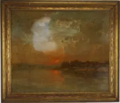 Sunset on the Delaware by Frederick H. Clark, Oil on canvas, sold Aug 2026