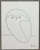 Owl by Pablo Picasso, Lithograph print of Picasso's iconic outline of an "Owl", sold Aug 2026