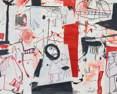 Untitled by Louis Tavelli, Oil on paper and mixed media/collage, sold Aug 2026