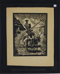 Don Quijote by Juan Castells Martí, Woodblock print, sold Aug 2026