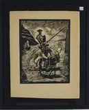 Don Quijote by Juan Castells Martí, Woodblock print, sold Aug 2026