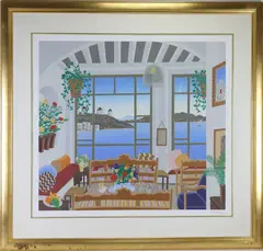 Aegean Bar by Thomas McKnight, Serigraph, sold Aug 2026
