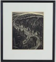 Pippins Coming Down by E. Hubert Deines, Woodblock print, sold Sep 2026