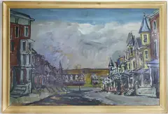 Houses on the Hill by Walter Emerson Baum, Oil on board, sold Sep 2026