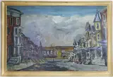 Houses on the Hill by Walter Emerson Baum, Oil on board, sold Sep 2026