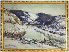 Winter Mauch Chunk, by Walter Emerson Baum, Watercolor, sold Sep 2026
