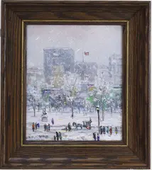 Fiew(sic) of Fifth Av from Central Park, New York City. by Christopher G. Willett, Oil on board, sold Sep 2026