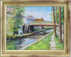 Morning, New Hope, New Hope, Pa., Bucks County, Pa. by Christopher G. Willett, Oil on board, sold Sep 2026