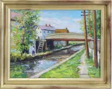 Morning, New Hope, New Hope, Pa., Bucks County, Pa. by Christopher G. Willett, Oil on board, sold Sep 2026
