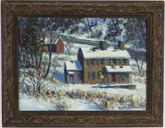 Bucks County Winter, Tinicum, by Christopher G. Willett, Oil on board, sold Sep 2026