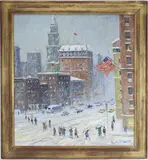 Midtown Manhattan, New York City. by Christopher G. Willett, Oil on board, sold Sep 2026