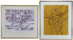 Dancers by Vincent Ceglia, Ink on yellow paper, sold Sep 2026