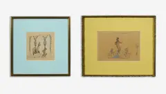 Group, Two (2) Illustrations by Alexander Warren Montel, watercolor and ink on paper, sold Jan 2021