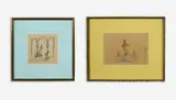 Group, Two (2) Illustrations by Alexander Warren Montel, watercolor and ink on paper, sold Jan 2021