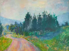 Untitled (Landscape) by Clara Klinghoffer, oil on canvas (unstretched), sold Jan 2021