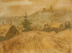 Meadow by Robert R. Bliss, 1948, oil on masonite, sold Jan 2021