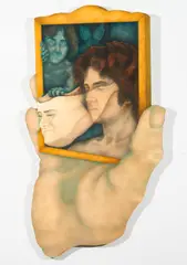 Reflections by Helen Shipman, 1978, oil on shaped panel, sold Jan 2021