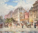 Paris, Moulin Rouge by Horst Miesler, oil on canvas (unstretched), sold Jan 2021