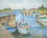 Waiting to Sail by Alfred Chagniot, oil on canvas (unstretched), sold Jan 2021
