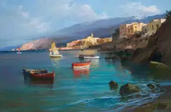 Siesta by Claudio Simonetti, oil on canvas (unstretched), sold Jan 2021