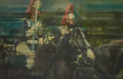 Household Cavalry by Defense to the Queen by Eric Mason, oil on canvas (unstretched), sold Jan 2021
