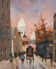 Sacré-Cœur by Henri Schaeffer, oil on canvas (unstretched), sold Jan 2021
