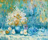 Garden Still life by David Krayem, oil on canvas (unstretched), sold Jan 2021