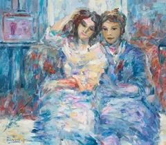 The Couple by David Krayem, oil on canvas (unstretched), sold Jan 2021
