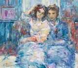 The Couple by David Krayem, oil on canvas (unstretched), sold Jan 2021